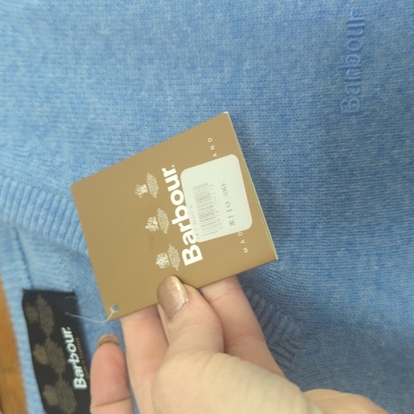 Barbour Lambswool Sports Vee Glacier Blue Sweater Size Men's Medium - Picture 4 of 10